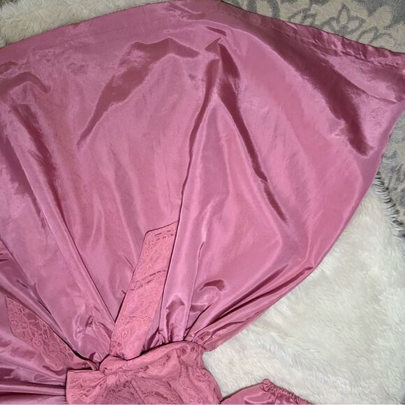 Sz XS or 00 Vintage Pink Mauve Puffy Sleeve Lace A line midi dress - Picture 8 of 13